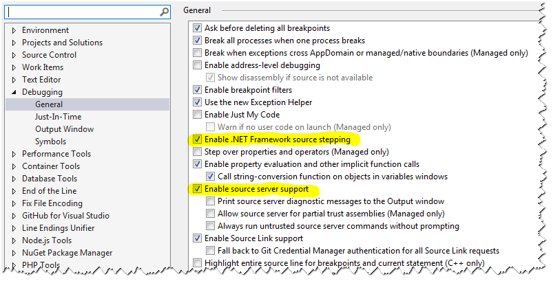 Debugging with Visual Studio: Step into .Net Source Code